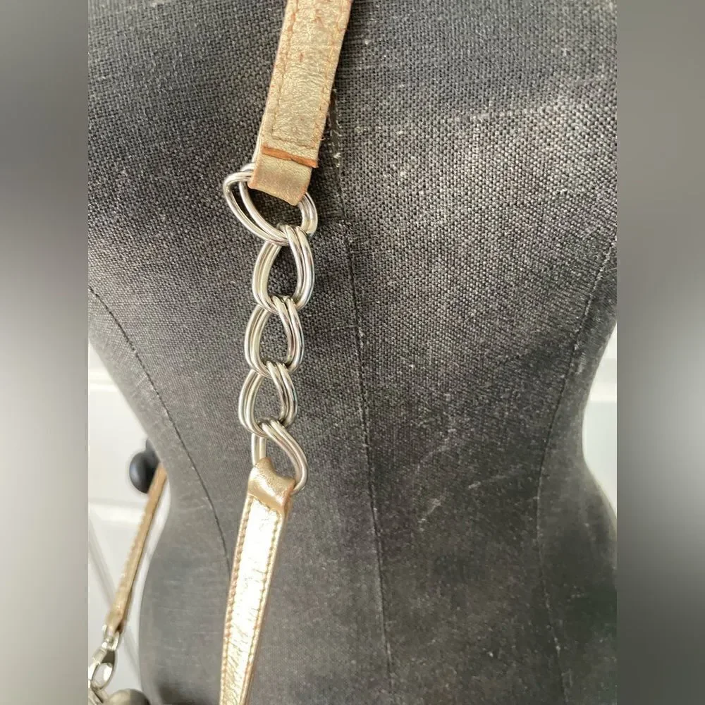 Janet & Janet Gold Leather Crossbody. Made in Italy.